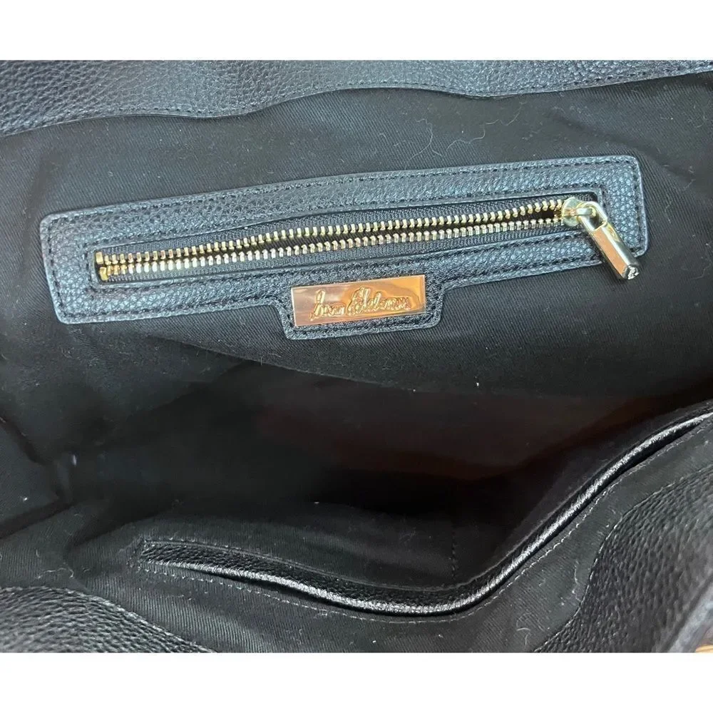 Sam Edelman Top Handle Black Leather Satchel Tote Purse with Detachable Strap